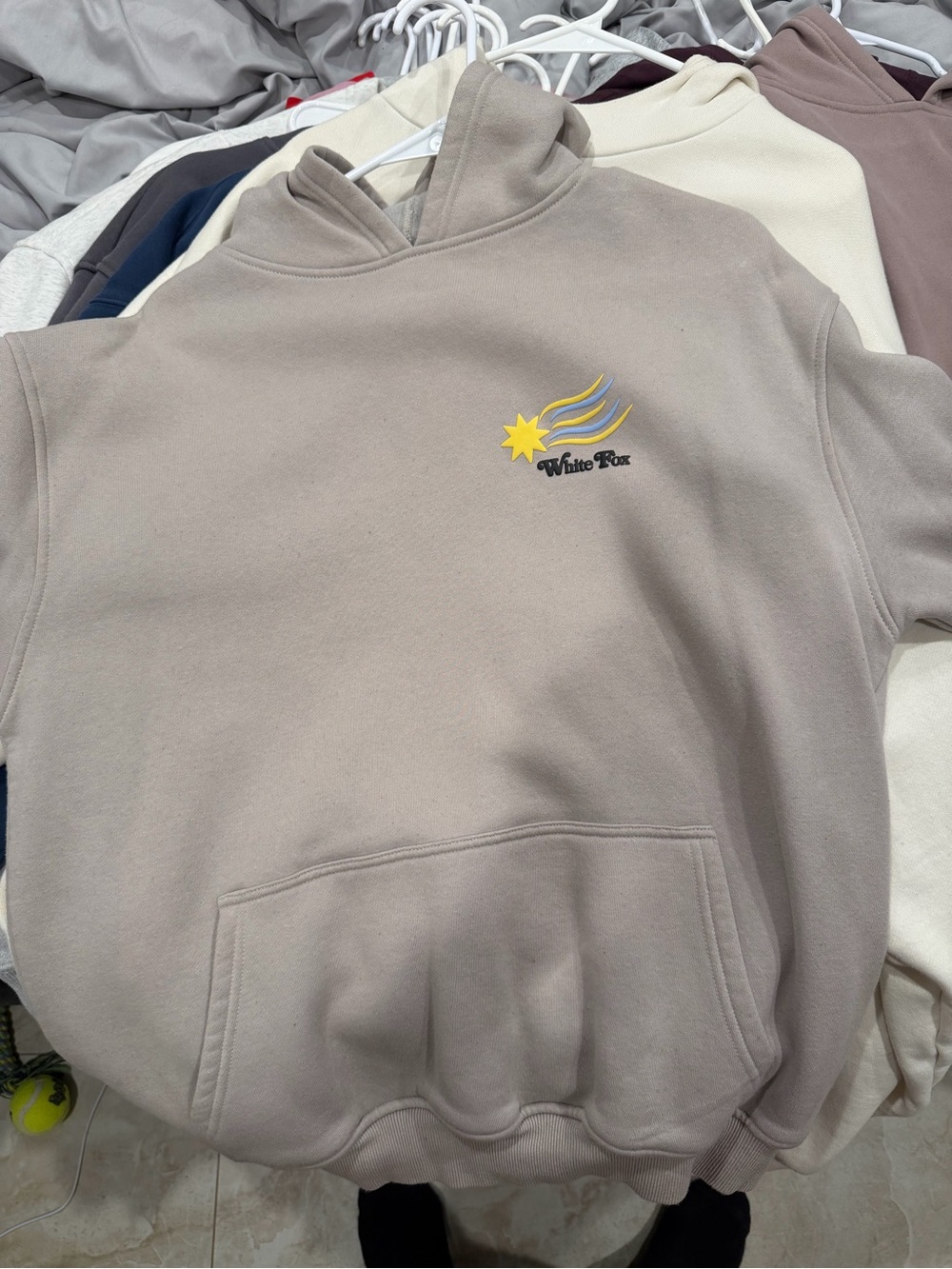 White Fox Boutique Taupe Star Logo Hoodie
